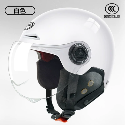 3C Certified Electric Vehicle Helmet for Men and Women, All-Season Motorcycle Half Helmet, Winter Warmth, Cycling Safety Protection (Motorcycle Safety Supplies) - white