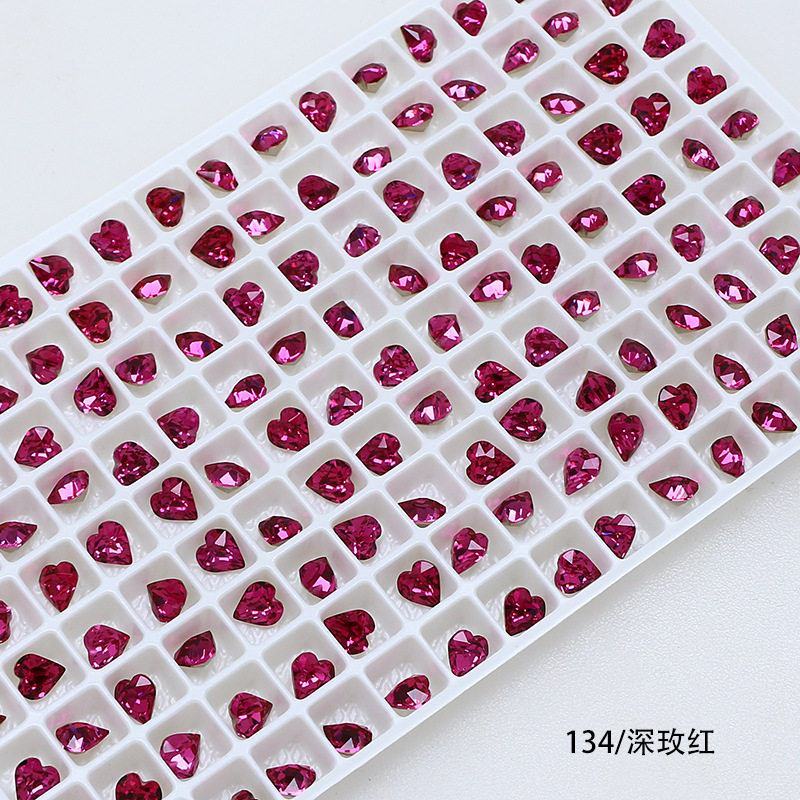 Dongzhou Crystal 6.5MM diamante de vidrio de fondo puntiagudo en forma de corazón de melocotón diamante de forma especial con fondo chapado en plata real