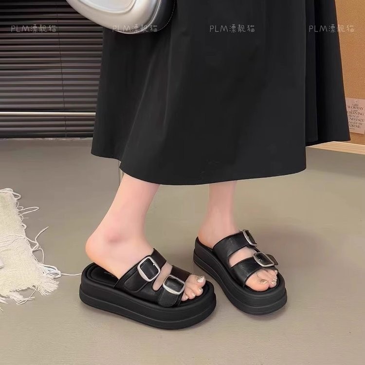 厚底勃肯凉拖鞋女夏外穿2025新款百搭松糕休闲沙滩凉鞋小个子增高|undefined
