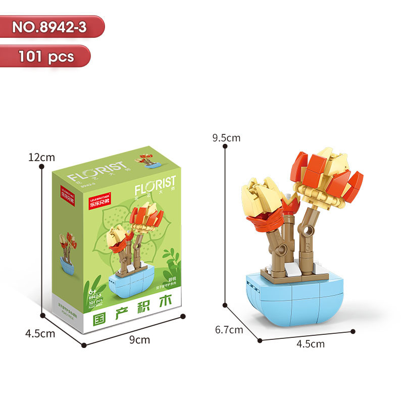 Bloques de construcción flores de bloques de construcción juguetes de maceta de granos pequeños bloques de construcción de chicas actividades pequeñas cajas de regalos regalos al por mayor