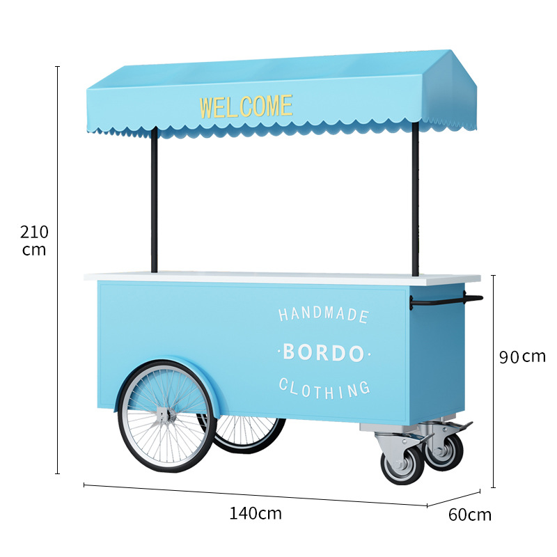 Carro de bocadillos móviles en línea, carro comercial, mercado nocturno, restaurante de hierro forjado, centro comercial, carro de exhibición, supermercado, carro de promoción, puesto de venta