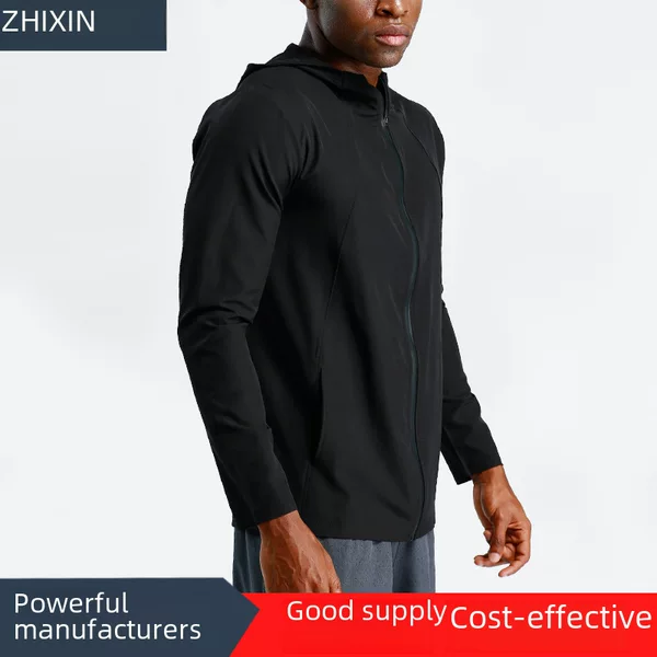 Autumn and Winter Basketball Training Quick-drying Clothes Long-sleeved Woven Hooded Outdoor Leisure Running Fitness Sports Jacket for Men and Men