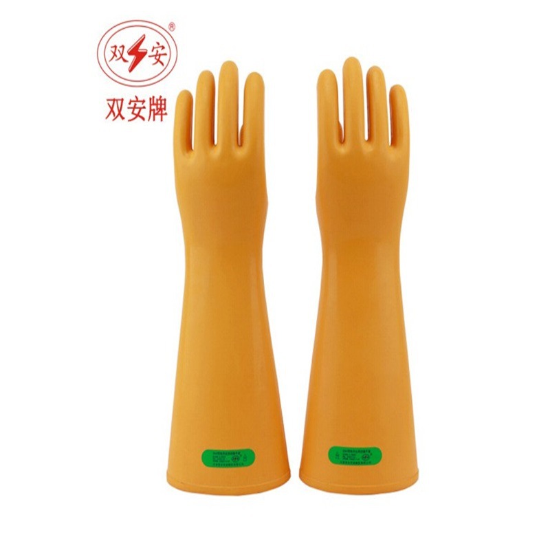 双安牌35KV绝缘手套带电作用手部防护橡胶均码黄色1副防触电