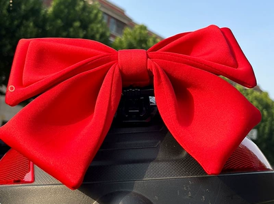 Motorcycle Helmet Full-Face Accessory with Detachable Double-Layer Bow Decoration for Universal Use on Electric Vehicles and Motorcycles (Motosiklet dəbilqələri) - red