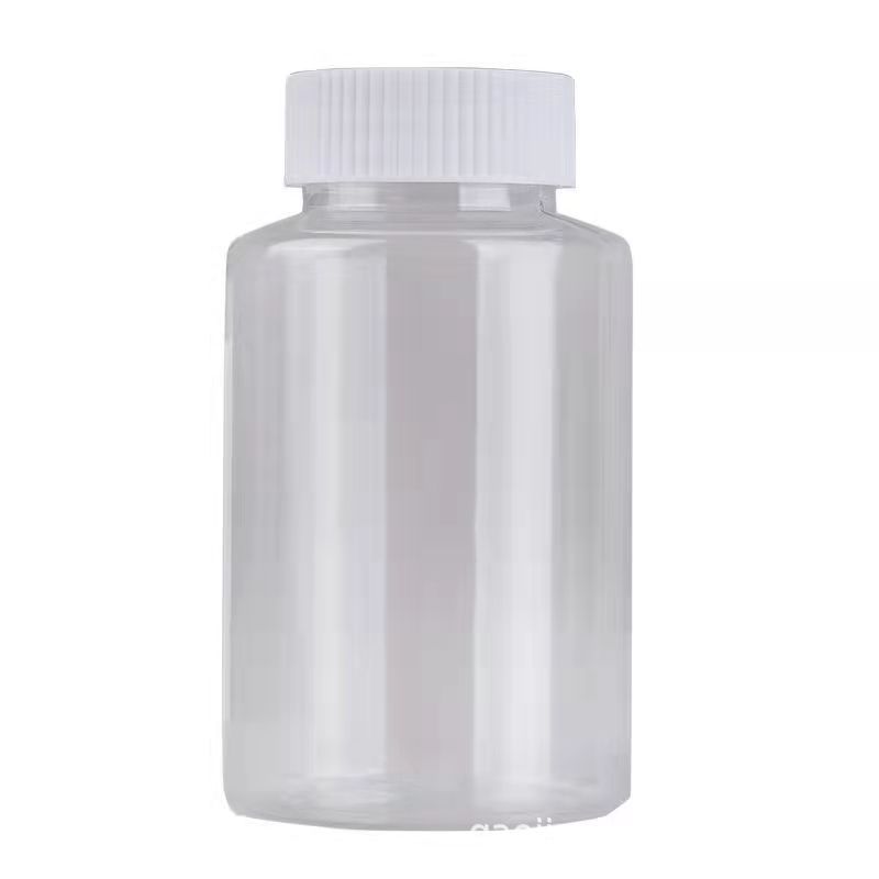 Espesado 15 20 30ml100 plástico transparente Boca Grande botella de muestreo pequeña botella de medicina cubierta negra botella de muestra sellada