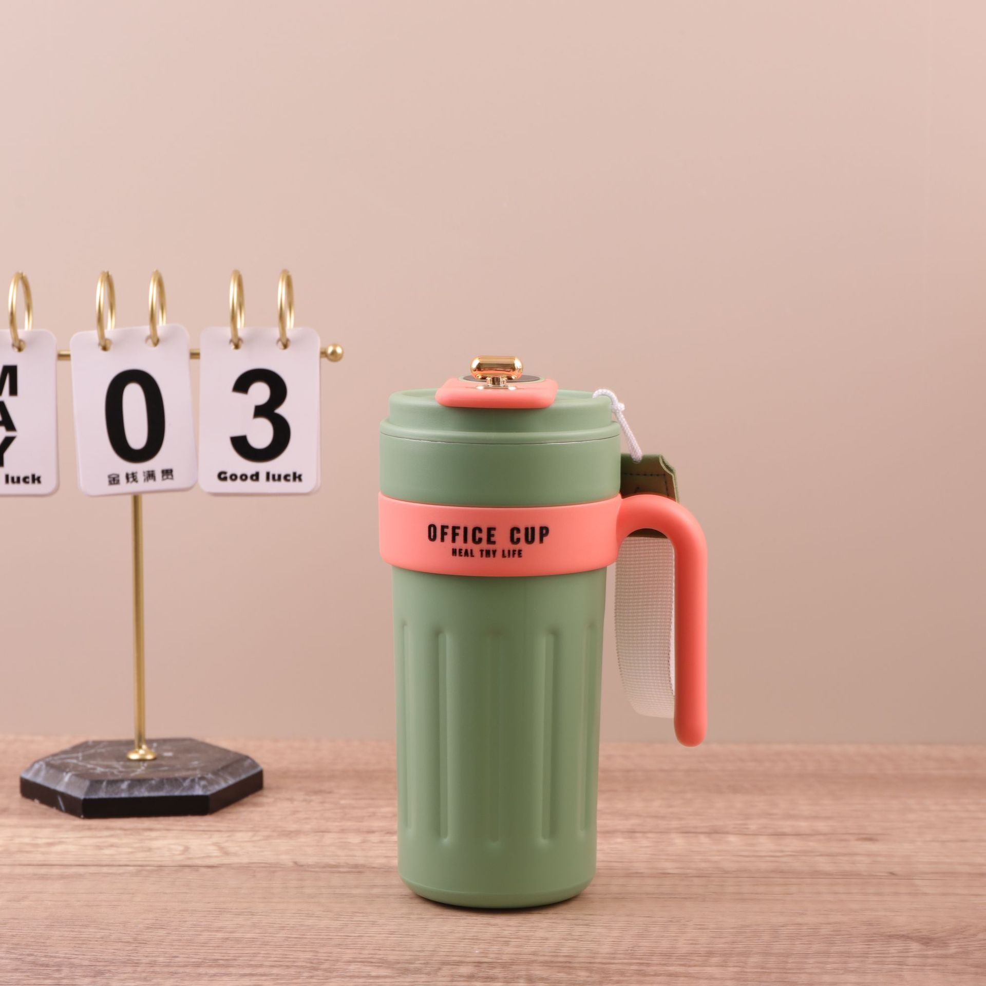 Transfronterizo inteligente 316 taza de acero inoxidable gradiente con mango taza de café al aire libre de gran capacidad portátil