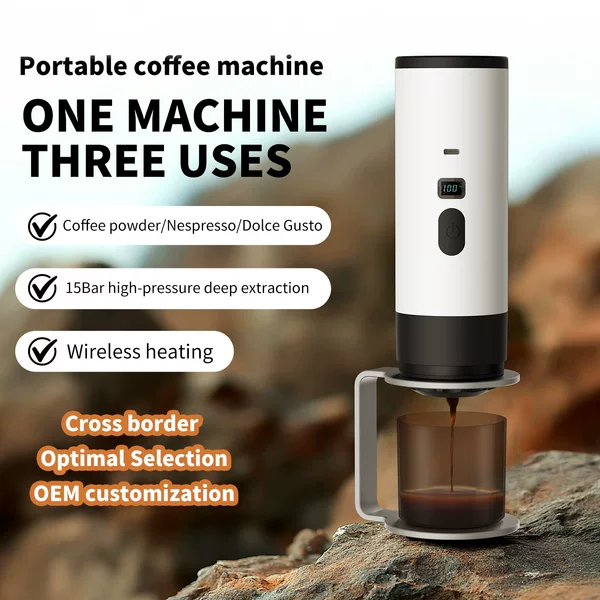 Cross-Border Portable Capsule Coffee Machine Fully Automatic Wireless Heating Small Home Outdoor Portable Coffee Machine Wholesale