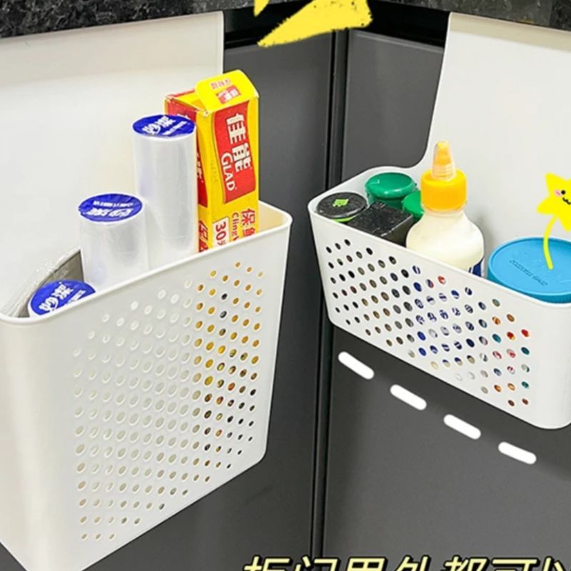 厨房塑料柜门壁挂置物架家用免打孔壁挂垃圾桶卫生间收纳篮收纳架|undefined