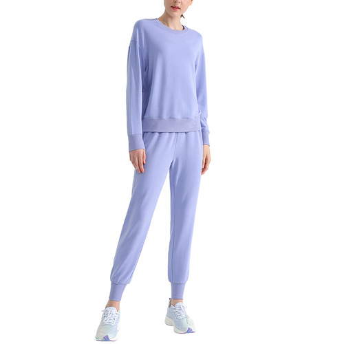 Loose yoga clothing set, women's running fitness sweatshirt, autumn and winter long-sleeved top, slimming quick-drying sweatpants two-piece set