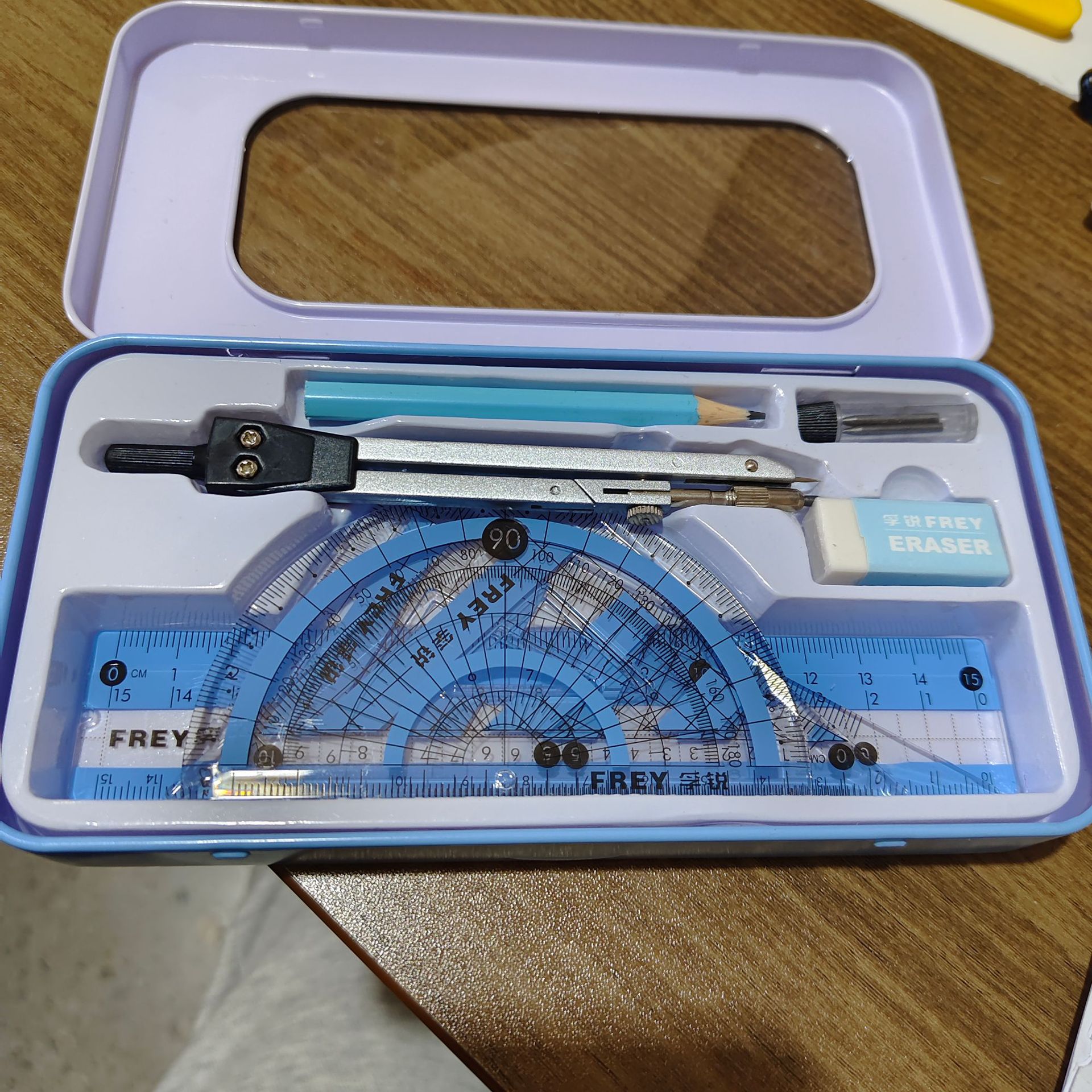 Conjunto de reglas de brújula estudiantes premios materiales de estudio papelería al por mayor examen 8 piezas conjunto de reglas de brújula rectas reglas triangulares