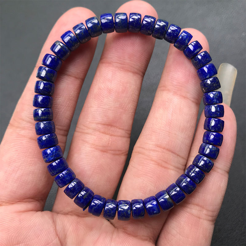 Natural Lapis Lazuli Tablet Straight-Cut Bracelet Spacer DIY Bracelet Spacer Bead Necklace Wenwan Buddha Bead Bracelet Accessories