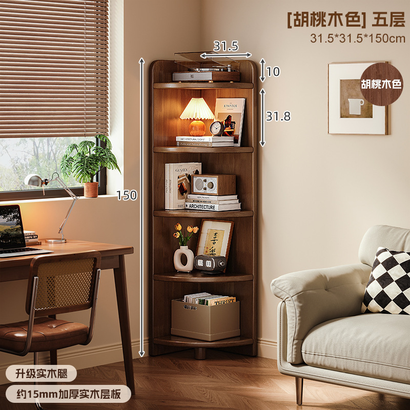 Gabinete de esquina de madera maciza estante de esquina contra la pared gabinete estrecho triangular armario de almacenamiento para el hogar estante de esquina en forma de abanico