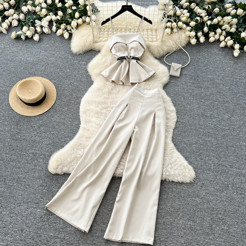 Minimalist Women's Summer Commuter Suit High Waisted Two Piece Set_voghion.com
