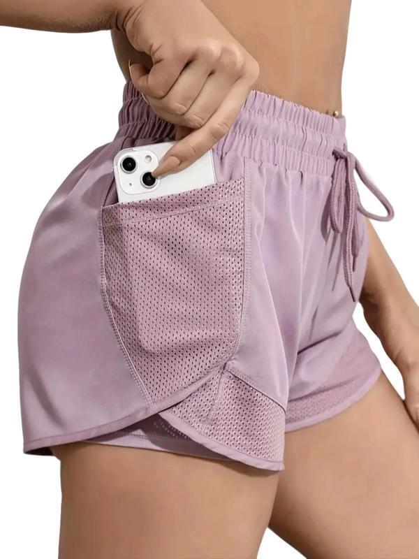 2025 New Cross-Border Women's 2-in-1 Drawstring Pocket Sports Shorts, Athletic Style, Quick-Dry