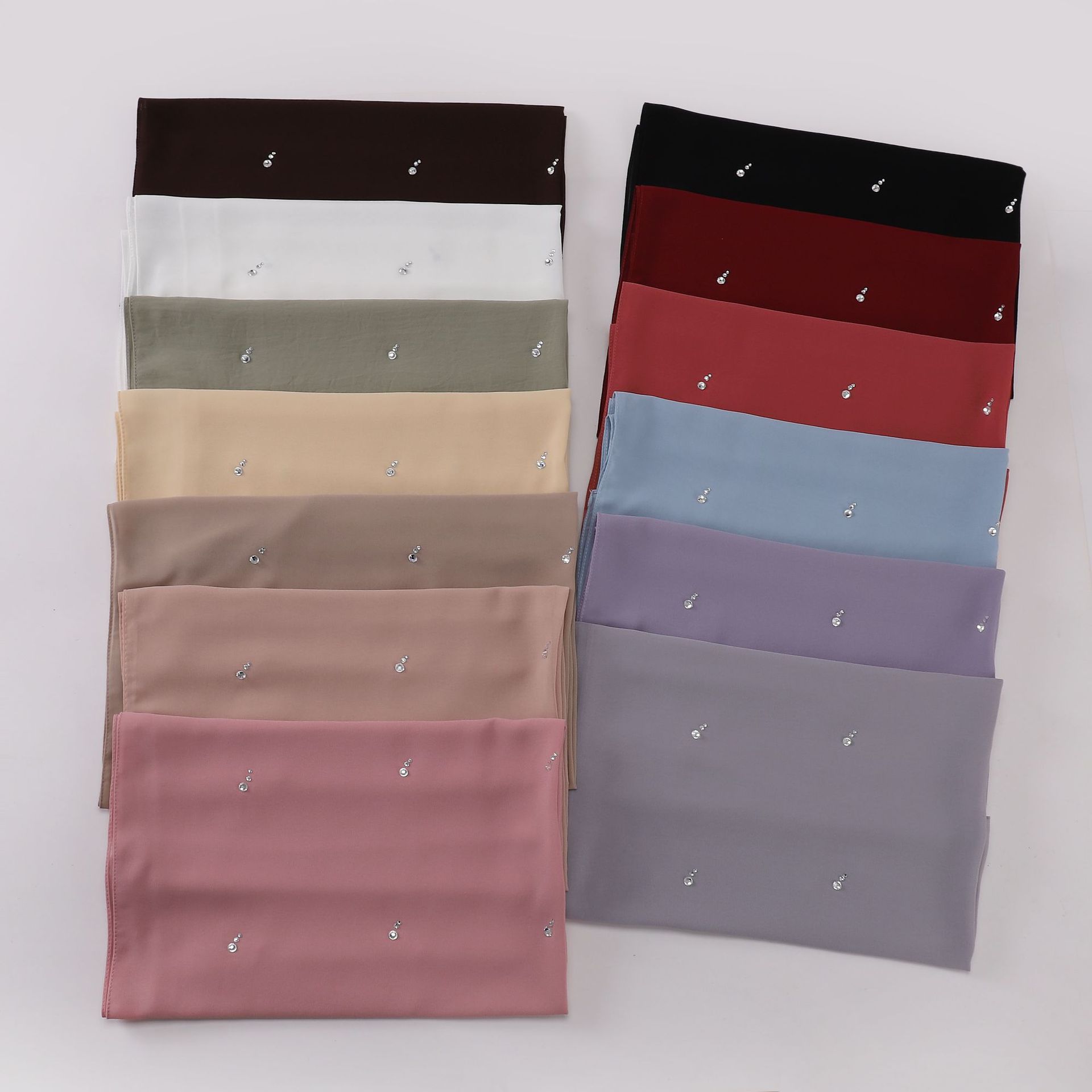 直播跨境珍珠雪紡精品眼淚水滴燙鑽長巾 回族紗巾 中東非洲 hijab