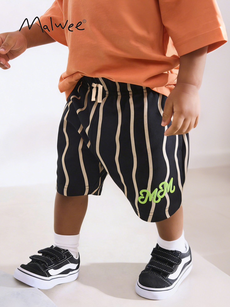 Malwee transfronterizo niños pantalones casuales verticales de verano nuevos pantalones de cintura elástica de niños europeos y estadounidenses ropa infantil image 1