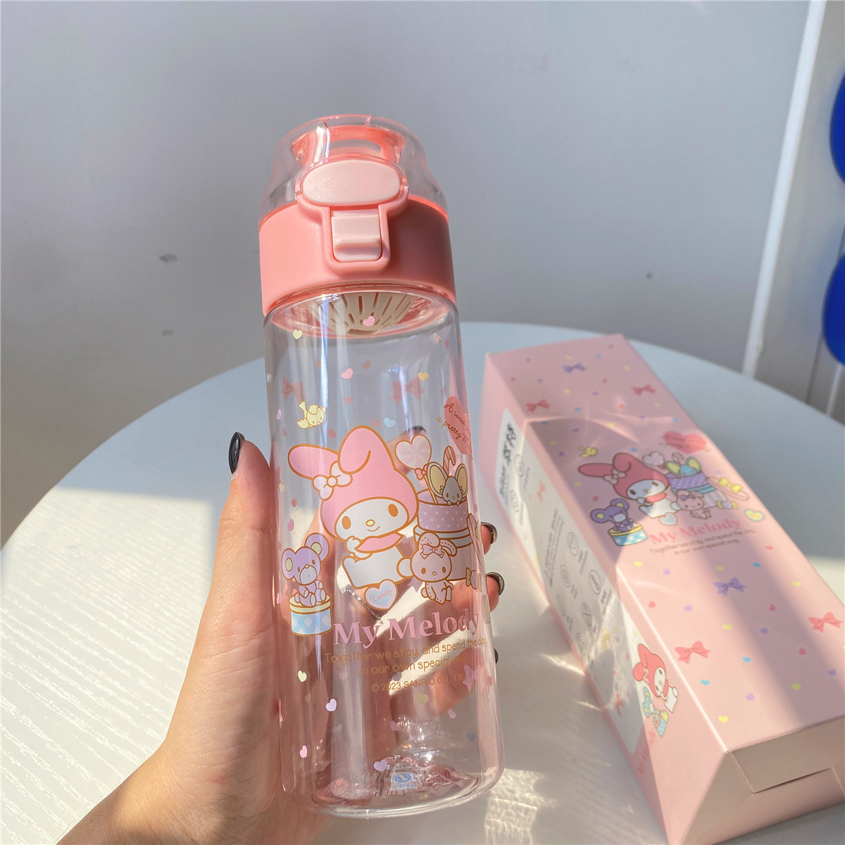 Sanrio taza de agua niñas estudiante de alta apariencia taza de plástico tritan alta temperatura resistente verano lindo niños taza de agua