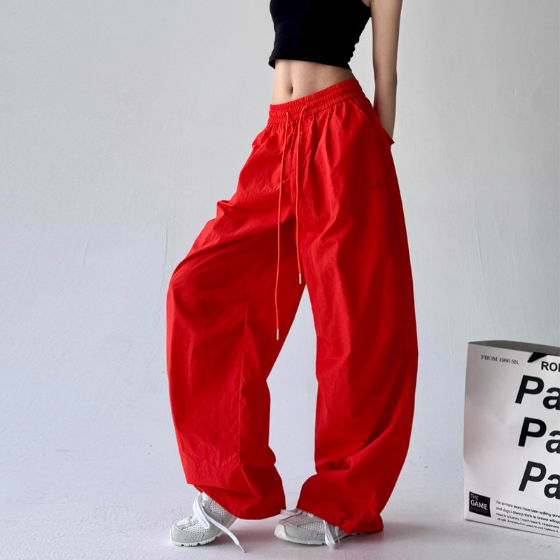 Super Nice Sexy Style Paratrooper Cargo Pants for Women 2025 Summer Thin Pleated Wide-Leg Floor-Length Casual Pants Trendy
