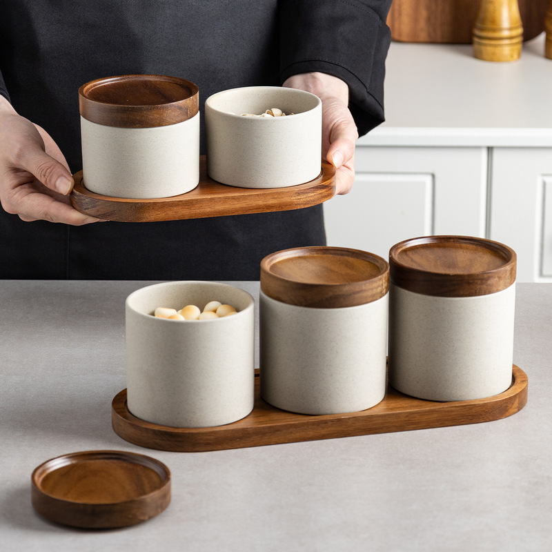 Japanese-Style Coarse Pottery Coffee Bean Jar, Sealed Jar for Home Kitchen Snacks, Storage Jar with Lid for Dried Fruits and Nuts