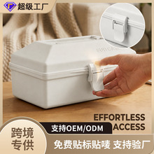 跨境爆款手提塑料收纳箱带扣防尘杂物收纳盒家用桌面零件储物盒
