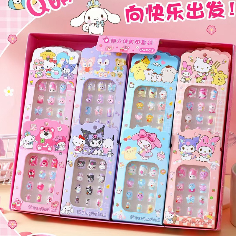 Pegatinas de uñas largas nuevo adulto parche de uñas impermeable niños estudiante diamante tridimensional desgaste uñas desmontable