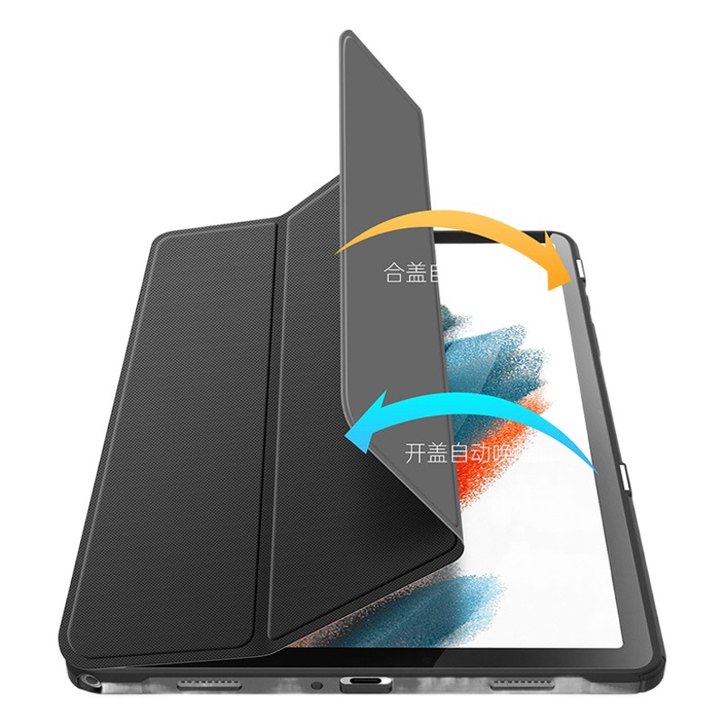 Aplicable a Samsung TabA9Plus Tablet funda protectora al por mayor de acrílico transparente tri-fold Flip Funda de cuero ligero