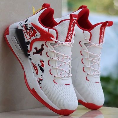 Spring and autumn season Basketball shoes springback light ventilation High shoes Korean Edition fashion handsome gym shoes shoes