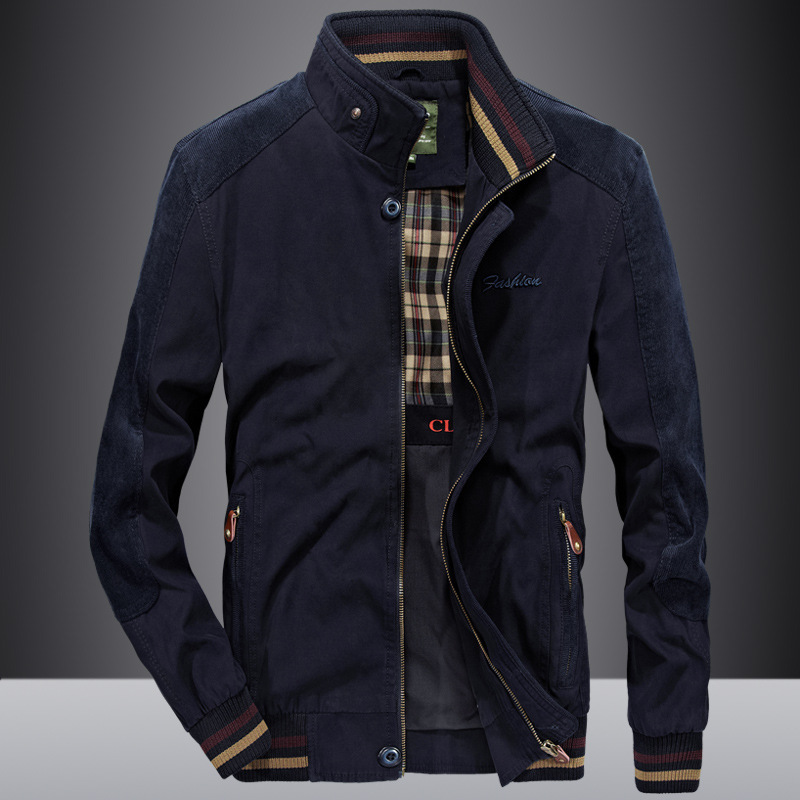 Spring and Autumn New Men's Jacket Workwear Youth Thin Stand Collar Large Size Loose Casual Versatile Jacket