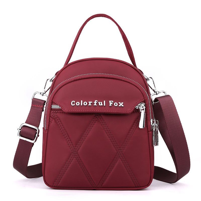 Borsa a tracolla ricamata per il cambio delle chiavi, da donna, per il tempo libero all'aperto, con tracolla multistrato, edizione coreana, colorata Fox_voghion.com