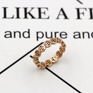Golden ring, copper fashionable small bell, J3-313, Korean style, pink gold, for luck, South Korea 4