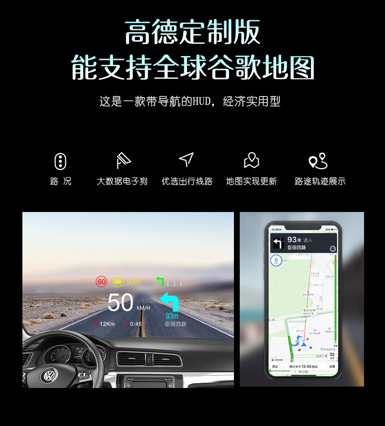 Intelligent Navigation Hud Car Display Screen, Multi-Functional Car High-Definition Head-Up Display, Speedometer, Exclusively for Cross-Border Sales
