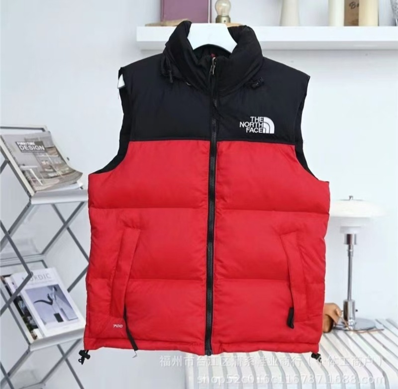 北脸1996羽绒服马甲男女同款美版TNF700蓬刺绣冬背心情侣款双面穿|undefined