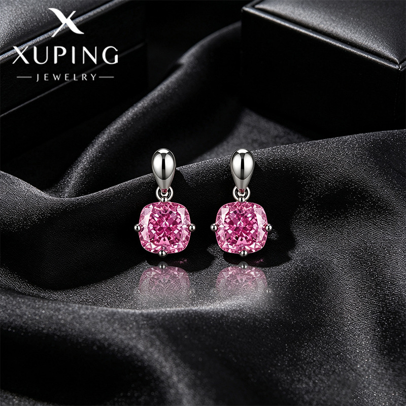 Aretes Cuadrados Rosados de Aleación de Cobre Galvanizado