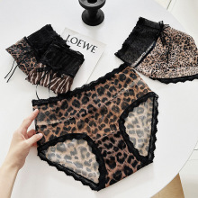 豹纹女士内裤网纱性感透明火辣中高腰棉裆无痕抗菌纯棉档内裤女