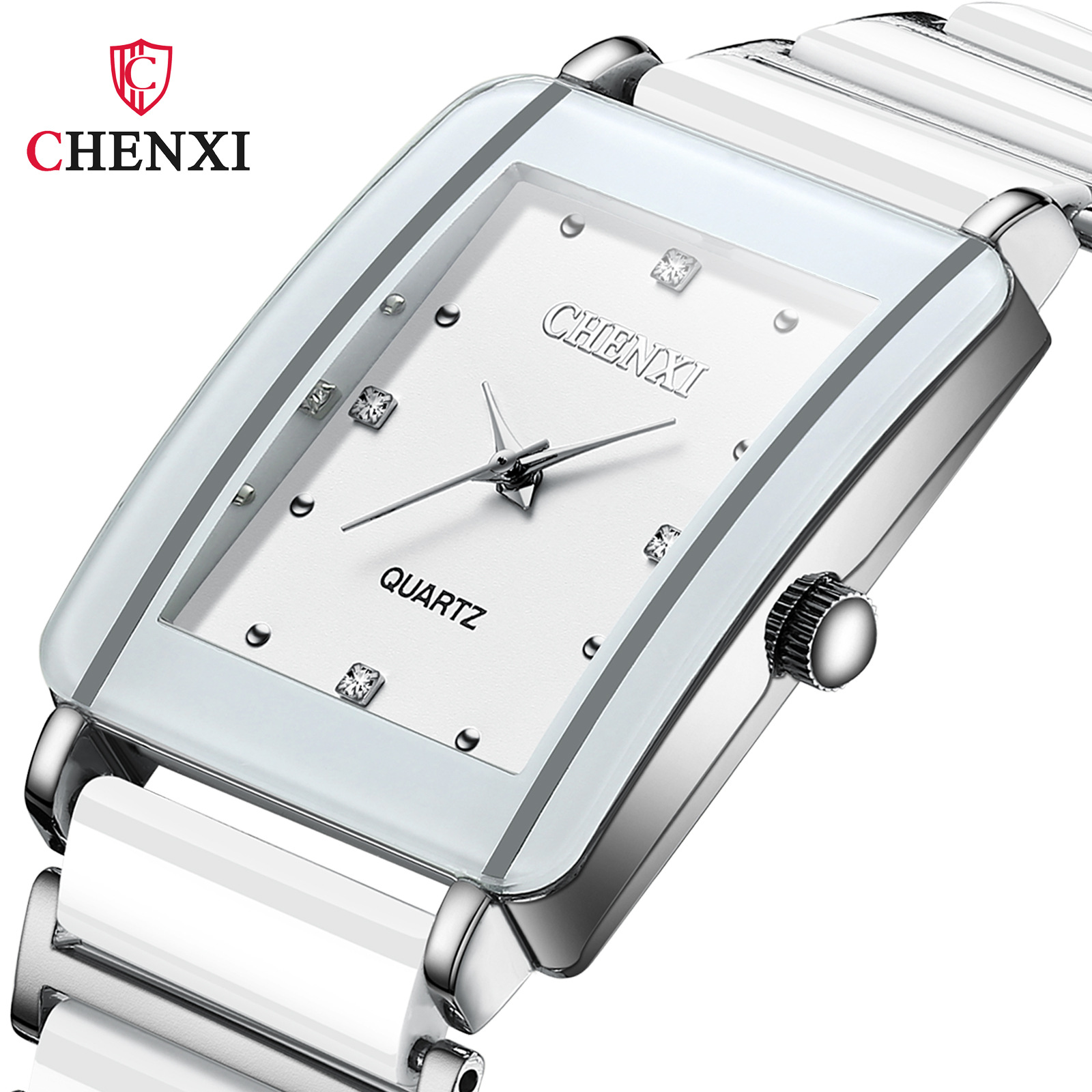 Đồng hồ cặp đôi vuông phổ biến CHENXI Chenxi Đồng hồ đeo tay nữ và nam bán buôn gốm xuyên biên giới ngoại thương đồng hồ thạch anh thời trang