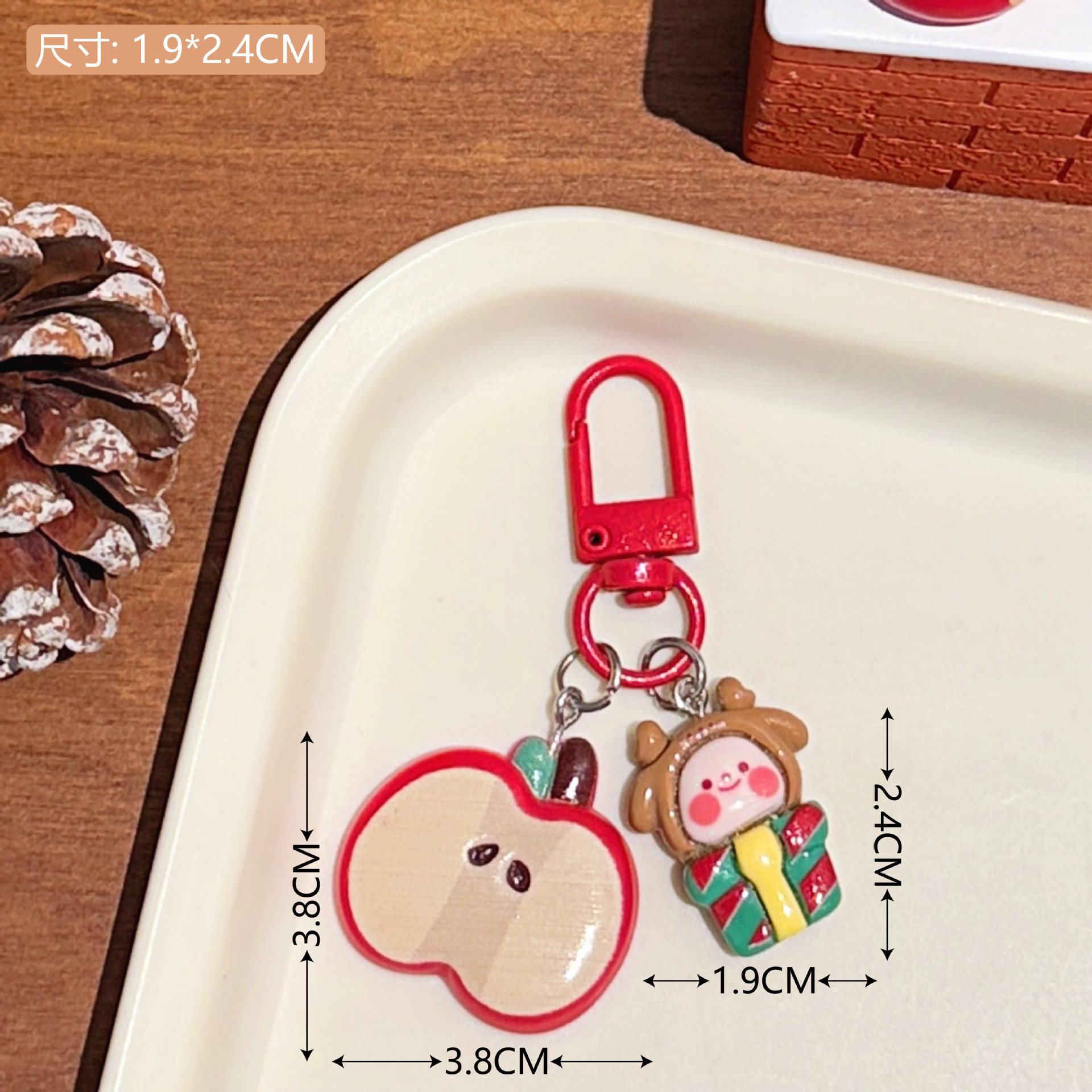 3# llavero de manzana de Navidad - Alce