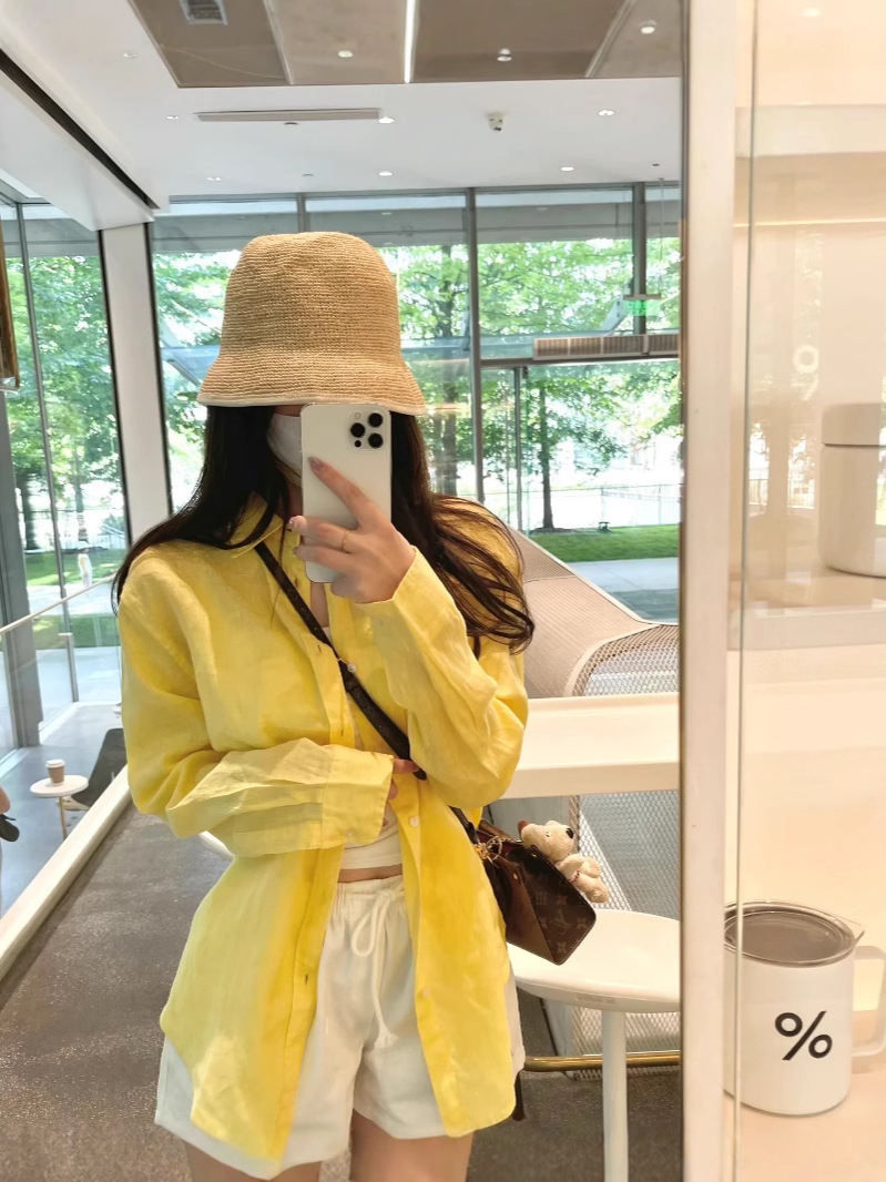 クロスボーダークラシック RL リネンシャツポニーロゴ刺繍オールドマネートレンドブランドコットンとリネンシャツ女性用