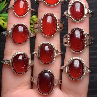 Natural Amber Beeswax Blood Amber Ring Burgundy 925 Inlaid Style Simple Opening Adjustable D