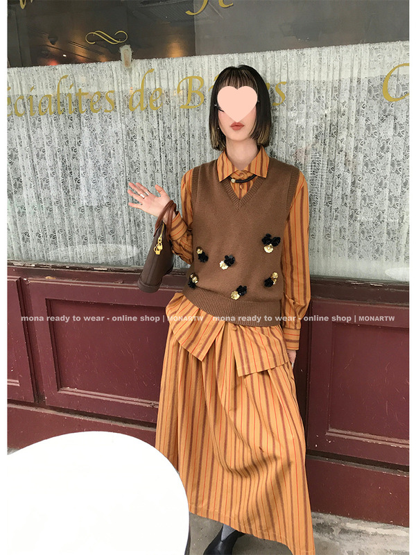 MONA 33羊毛 复古气质v领背心马甲女小个子 早秋新款叠穿马夹上衣|undefined