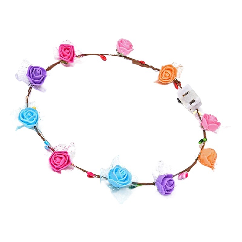 Diez luces colorido luminoso guirnalda tocado diadema LED luz niños princesa pluma Orejas de conejo flash oro seda guirnalda