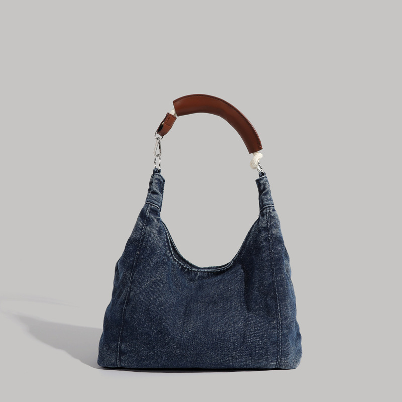 High-End Denim Tote Bag for Women Cross-Border Autumn New Niche Casual Commuting Armpit Bag Hot Girl Shoulder Bag