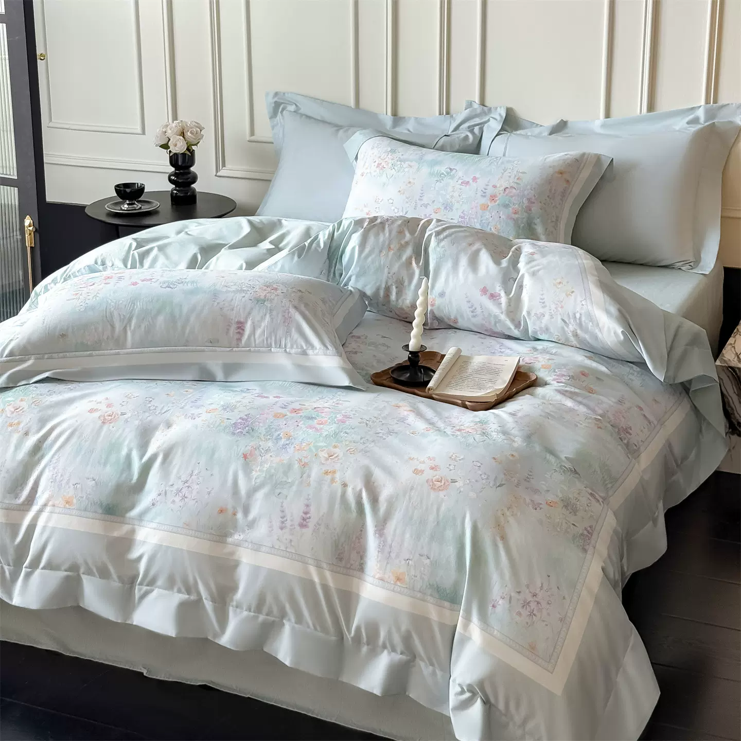 秋冬陶瓷磨毛四件套全棉加厚被罩床单床上用品长绒棉被套南通家纺