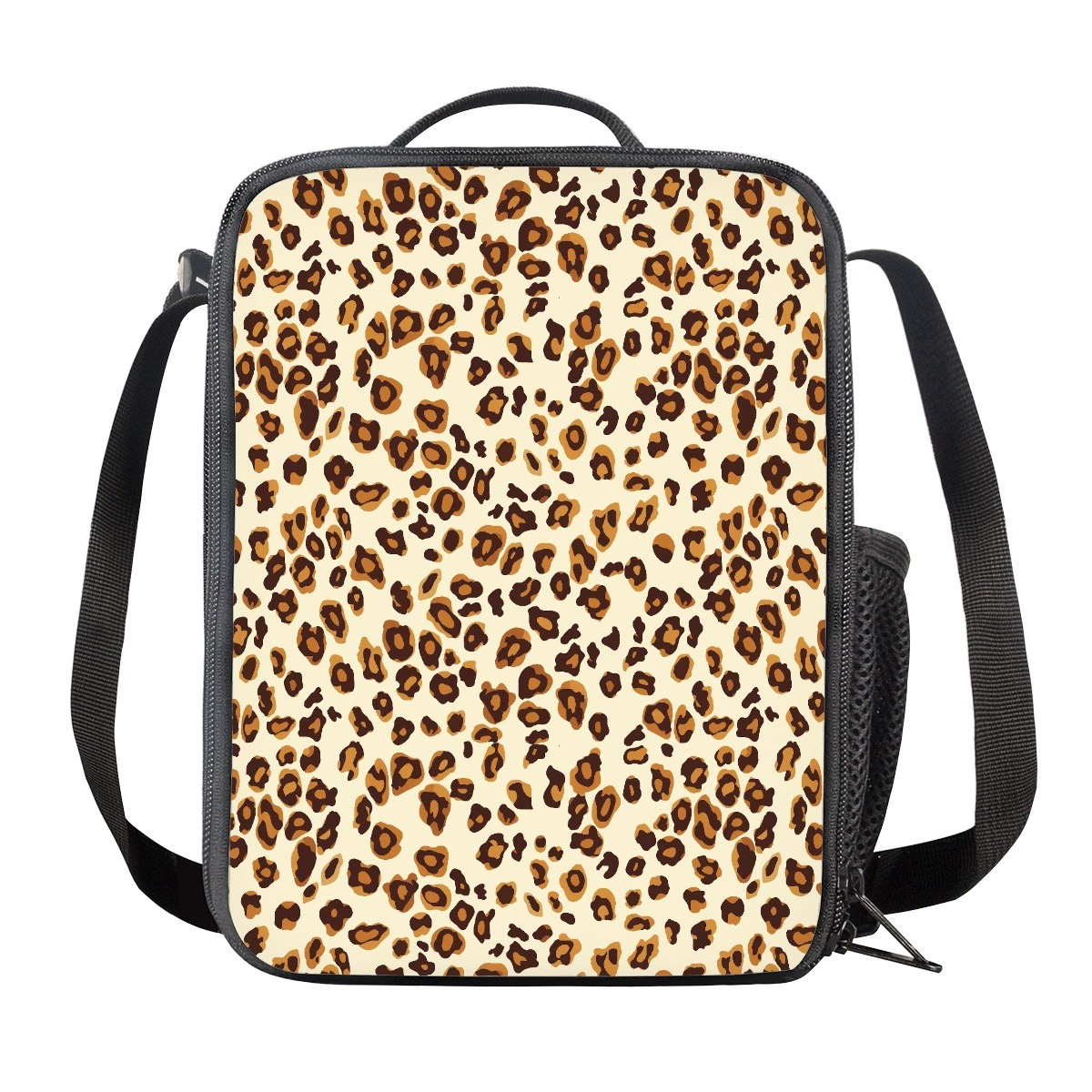 Изолированная сумка для обеда, полиэстеровый слой изоляции из полиэтиленового хлопка, персонализированный узор теплопередачи, серия с леопардовым принтом, складное хранилище.