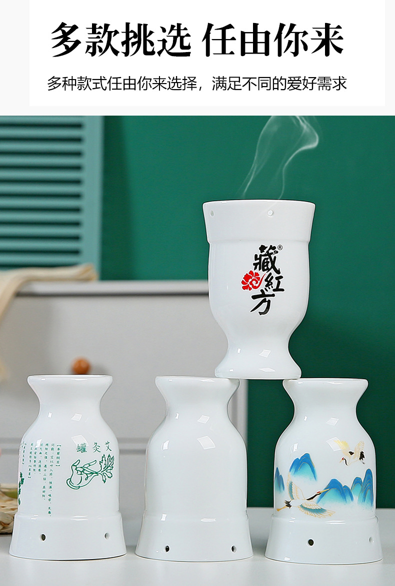Ceramic Moxibustion Cup Wuling Jar Double Layer Heat Insulated Handheld Guasha Tool for Home Warm Therapy quality and texture