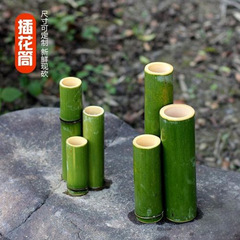 天然新制竹子竹筒装饰竹竿造景装饰绿色特色插花婚礼摆件定花艺