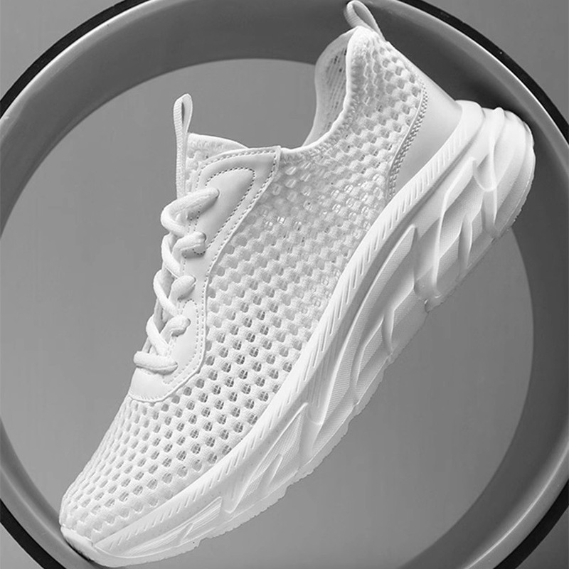 Men's Summer Breathable Thin Hiking Shoes with Openwork, 46 Large White Sports Shoes, 47 Size Leisure Net Shoes, 48