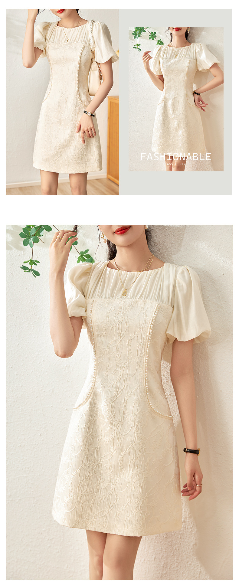 Đầm maxi nữ thắt eo phong cách dân tộc, phù điêu jacquard đính hạt satin — Màu đen chi tiết 14