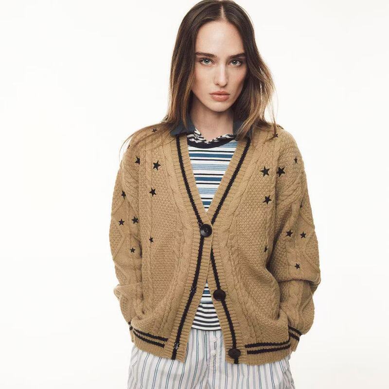 Taylor Swift Style Solid Color Long-Sleeve Cardigan for Women, Elegant Commuter Style, European and American Batwing Knit Single-Breasted Sweater Jacket, American Style