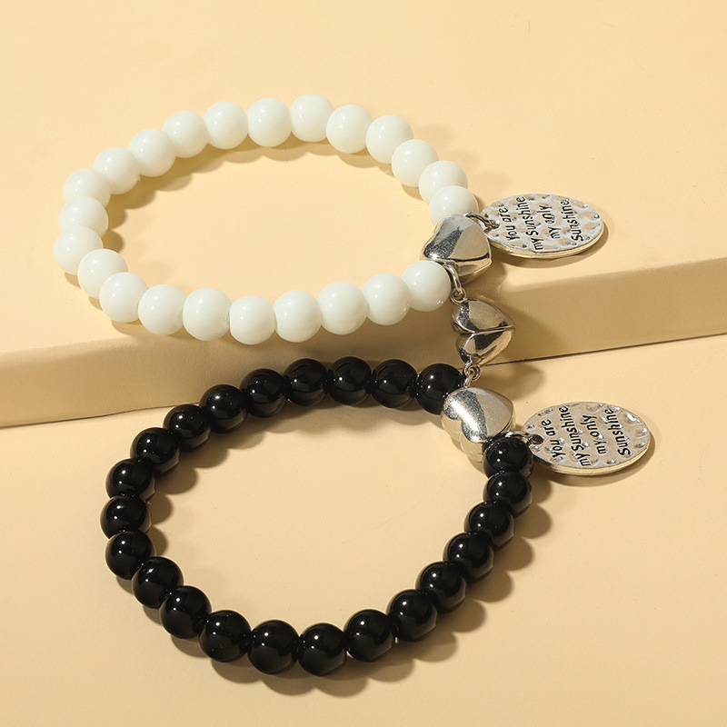 Simple Style Letter natural stone Bracelets Beaded 2 Pieces