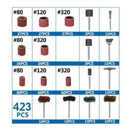 1套 图片色 金属+氧化铝 423件套砂轮金属打磨头电磨配件套装 抛